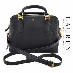 AUTHENTIC Lauren Ralph Lauren Callie Satchel Handbag - Black Pebble NEW